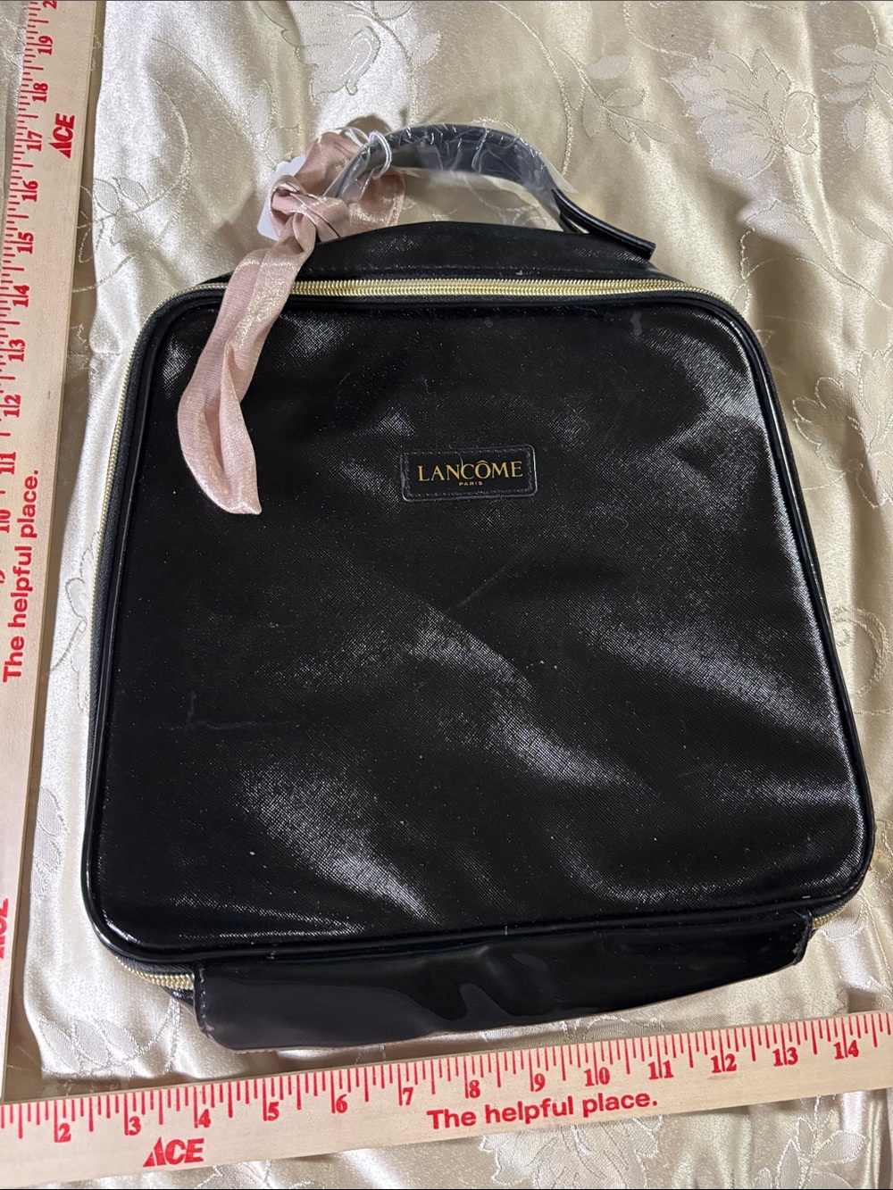 Lancôme Black and Gold Logo Cosmetic Case